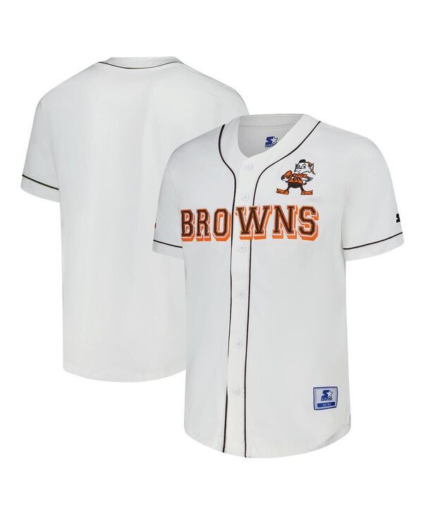 スターター メンズ トップス シャツ ヴィンテージャージー Starter Mens White Cleveland Browns Relay Vintage FullButton Baseball