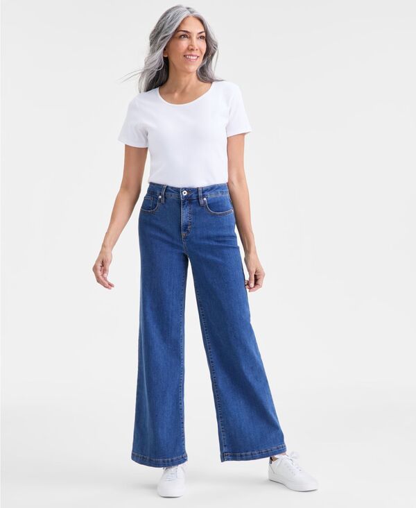 スタイルアンドコー レディース ボトムス デニムパンツ ワイドレッグ プチ ジーンズ Style Co Petite FivePocket HighRise Wide Leg Jeans Irvine