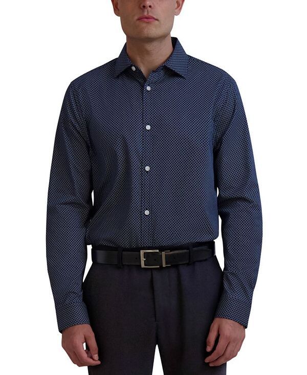 カール ラガーフェルド メンズ トップス シャツ プリント KARL LAGERFELD PARIS Mens SlimFit GeoPrint Dress Shirt Blue ブルー