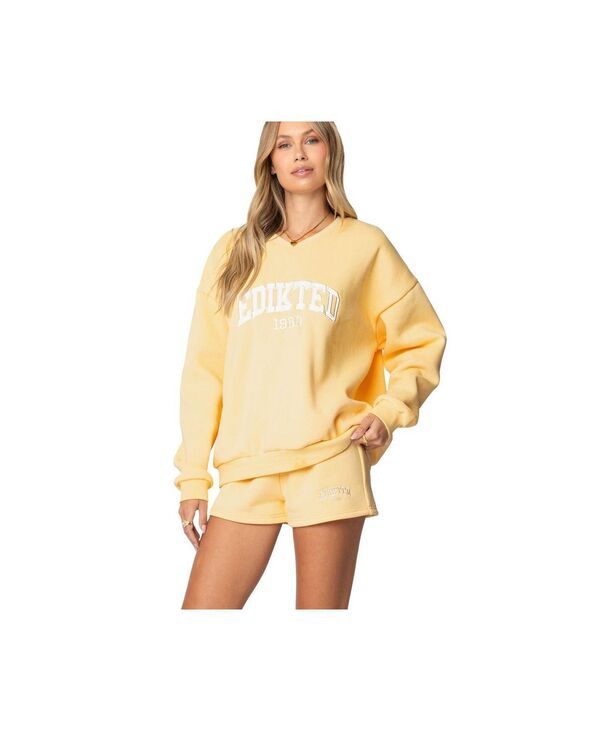 アディクテッド レディース アウター パーカー・スウェット スウェット シャツ Edikted Womens Girl Sweatshirt Yellow イエロー