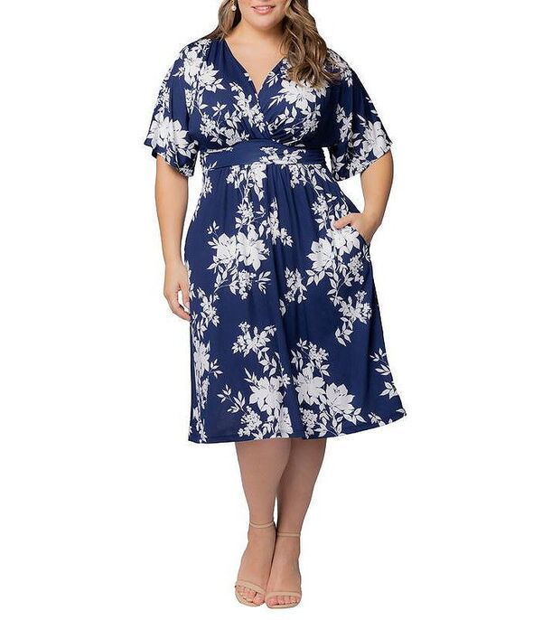 キヨナ レディース トップス ワンピース A ライン ミディワンピース プラスサイズ ミディ Kiyonna Plus Size Gia ALine Midi Dress with Pockets N