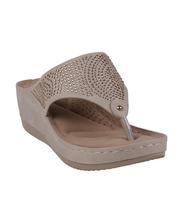 ジーシーシューズ レディース シューズ サンダル GC Shoes Womens Wagner Embellished Thong Wedge Sandals Off White オフホワイト