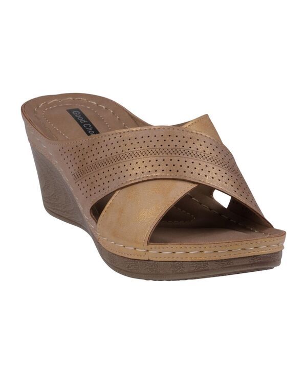 ジーシーシューズ レディース シューズ サンダル コントラスト GC Shoes Womens Hayden Perforated Contrast Cross Strap Wedge Sandals
