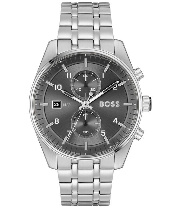 ヒューゴボス メンズ アクセサリー 腕時計 Tシャツ Hugo Boss Mens Skytraveller Quartz Fashion Chrono SilverTone Stainless St