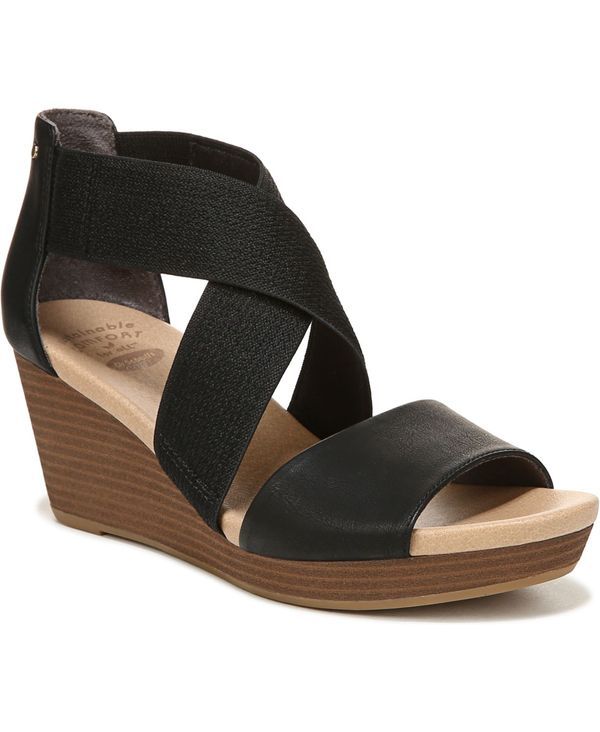 ドクター・ショール レディース シューズ サンダル Dr Scholls Womens BartonBand Wedge Sandals Black Faux Leather ブラック