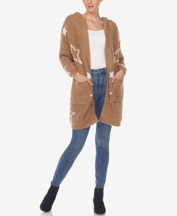 ホワイトマーク レディース アウター ジャケット・ブルゾン コート White Mark Womens Hooded Open Front Sherpa Coat Camel White Stars