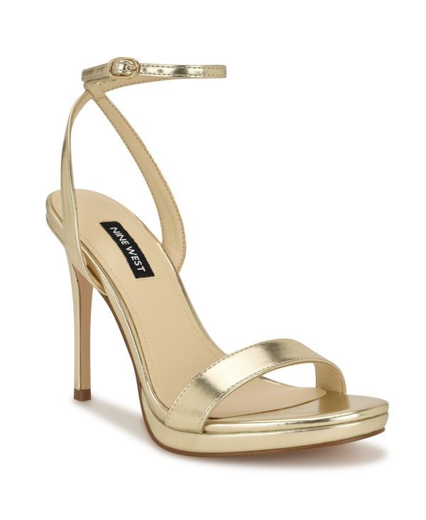 ナインウェスト レディース シューズ サンダル アンクル Nine West Womens Loolankle Strap High Stiletto Sandals Gold Metallic ゴー