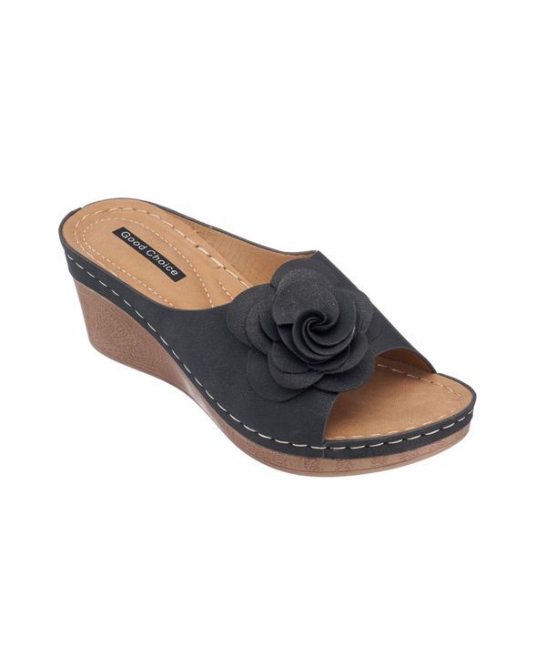 ジーシーシューズ レディース シューズ サンダル フラワー柄 フラワー GC Shoes Womens Tokyo Floral Wedge Sandals Black ブラック