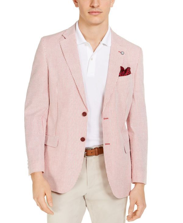 ナウティカ メンズ アウター ジャケット・ブルゾン コート Nautica Mens ModernFit Seersucker Sport Coats Red レッド