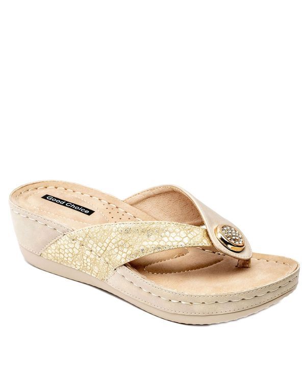 ジーシーシューズ レディース シューズ サンダル GC Shoes Womens Dafni Thong Wedge Sandals Gold ゴールド
