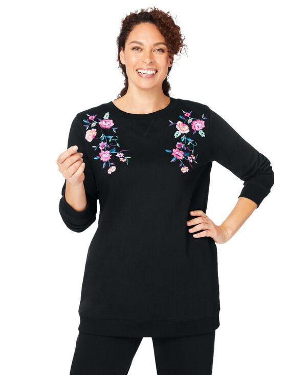 ウーマン ウィズイン レディース アウター パーカー・スウェット プラスサイズ スウェット シャツ フリース Woman Within Plus Size Fleece Sweatshirt Blac
