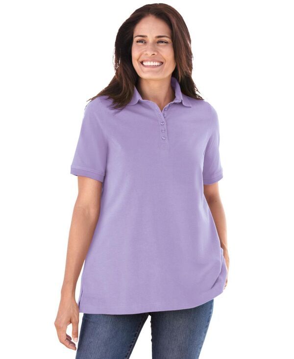 ウーマン ウィズイン レディース トップス シャツ ポロシャツ 半袖 Woman Within Womens Within Perfect ShortSleeve Polo Shirt Soft ir