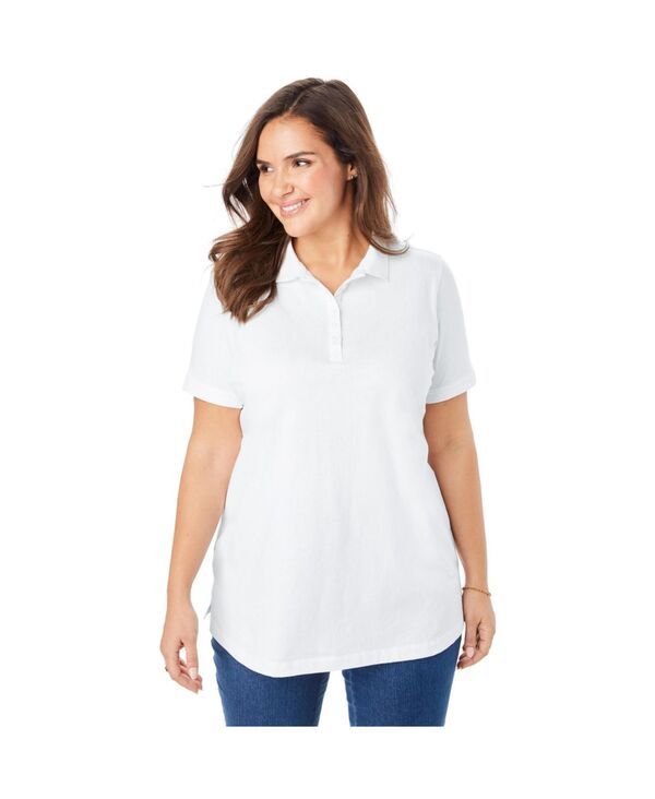 ウーマン ウィズイン レディース トップス シャツ ポロシャツ 半袖 Woman Within Womens Within Perfect ShortSleeve Polo Shirt White ホ