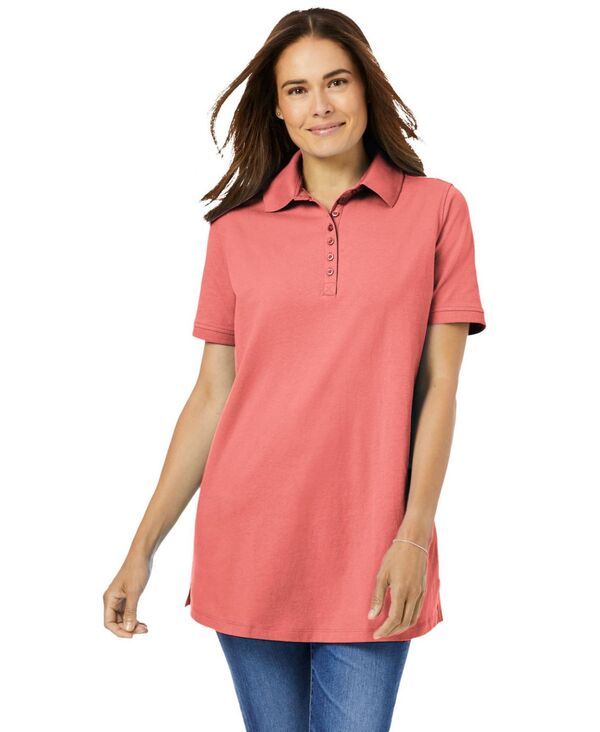 ウーマン ウィズイン レディース トップス シャツ ポロシャツ 半袖 Woman Within Womens Within Perfect ShortSleeve Polo Shirt Sweet c