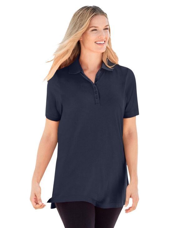 ウーマン ウィズイン レディース トップス シャツ ポロシャツ 半袖 Woman Within Womens Within Perfect ShortSleeve Polo Shirt Navy ネイ