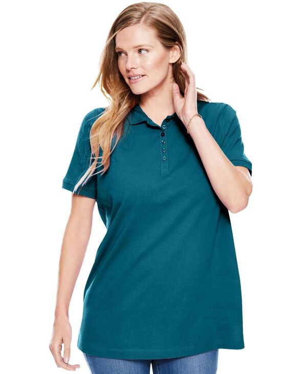 ウーマン ウィズイン レディース トップス シャツ ポロシャツ プラスサイズ 半袖 Woman Within Plus Size Within Perfect ShortSleeve Polo Shi