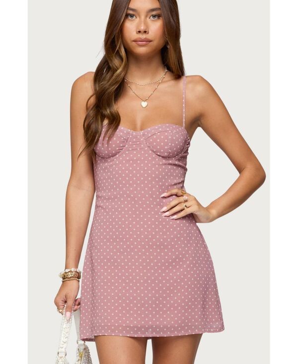 アディクテッド レディース トップス ワンピース ドット柄 シフォン ミニワンピース ドット ミニ Edikted Womens Polka Dot Cupped Chiffon Mini Dress