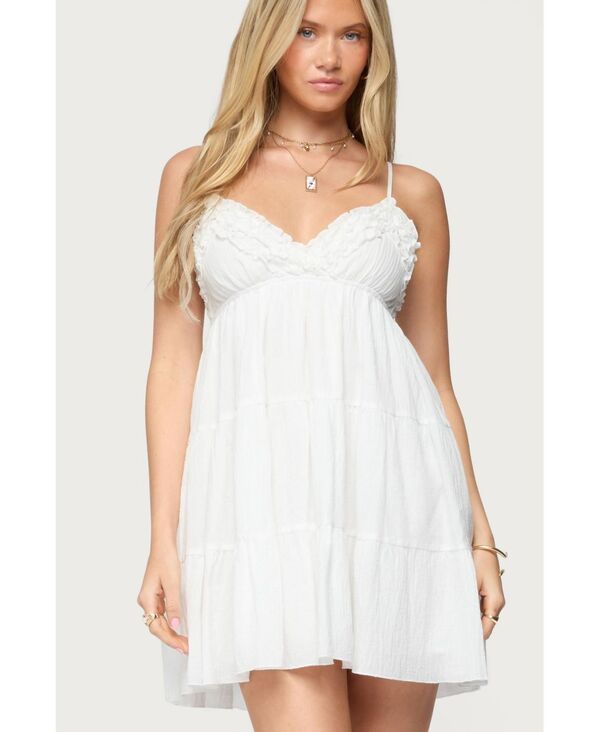 アディクテッド レディース トップス ワンピース ティアード フリル Edikted Womens Bianca Ruffle Tiered Babydoll Dress White ホワイト