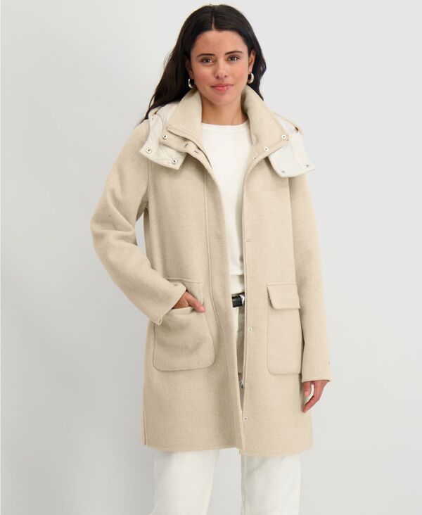 タハリ レディース アウター ジャケット・ブルゾン コート Tahari Womens Hooded ZipFront Coat Oatmeal Melange オートミール