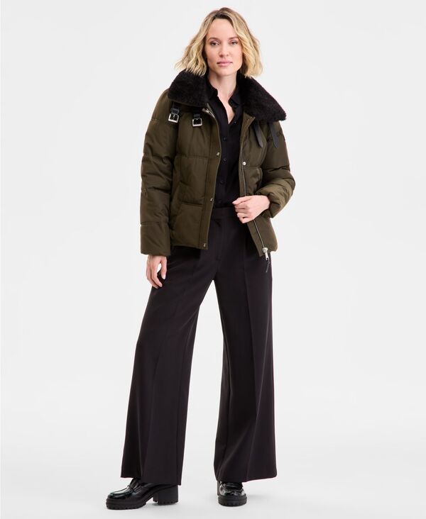 ダナ キャラン ニューヨーク レディース アウター ジャケット・ブルゾン コート DKNY Womens FauxFurCollar ZipFront Puffer Coat Loden
