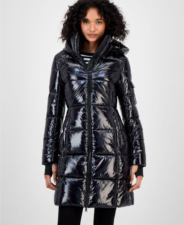 エスサーティーン レディース アウター ジャケット・ブルゾン コート S13 Womens Hooded ThumbholeCuff Shine Puffer Coat Onyx