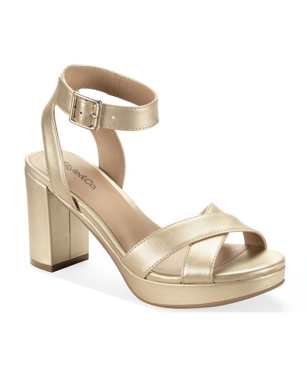 スタイルアンドコー レディース シューズ サンダル ヒール Style Co Womens Shannonn BlockHeel Dress Sandals Platino