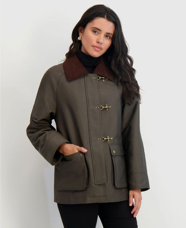 タハリ レディース アウター ジャケット・ブルゾン ジャケット Tahari Womens Collared Canvas Barn Jacket Olive オリーブ