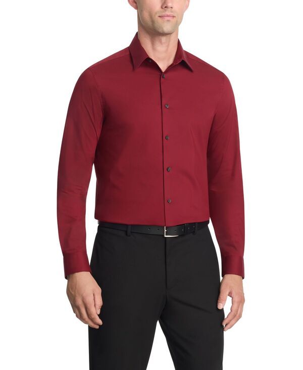 カルバンクライン メンズ トップス シャツ Calvin Klein Mens Flex Collar Dress Shirt Bordeaux