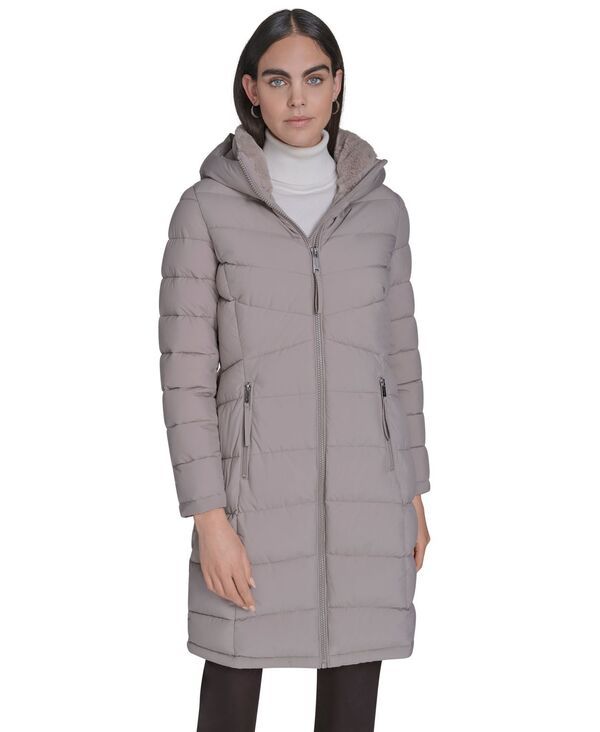 カルバンクライン レディース アウター ジャケット・ブルゾン コート Calvin Klein Womens Hooded Puffer Coat Wheat