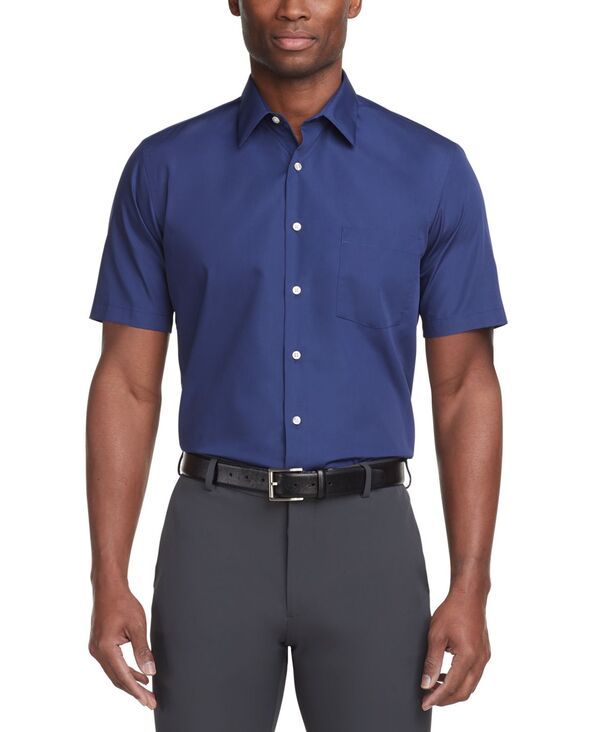 ヴァンハウセン メンズ トップス シャツ 半袖 Van Heusen Poplin Solid ShortSleeve Dress Shirt Pacific Blue ブルー