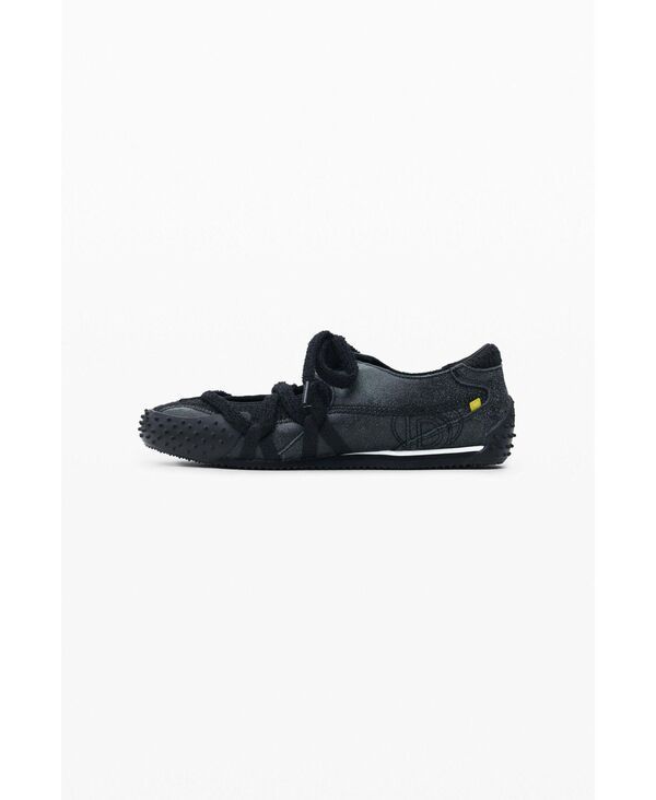 デジグアル レディース シューズ スニーカー レース レザー Desigual Womens Leather laceup sneaker Black ブラック