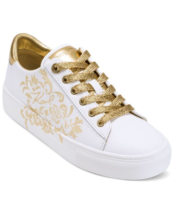 カール ラガーフェルド レディース シューズ スニーカー レース KARLAGERFELD PARIS Womens Cate Rococo Lace Up Sneakers Bright White