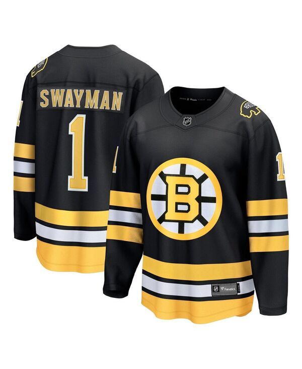 ファナティクス メンズ トップス シャツ ジャージー Fanatics Mens Jeremy Swayman Black Boston Bruins Home Breakaway Player Je