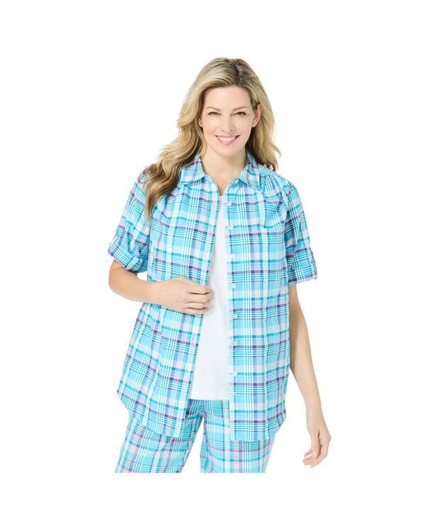 ウーマン ウィズイン レディース トップス シャツ ボタンダウン プラスサイズ 半袖 ダウン Woman Within Plusize Within ShortSleeve Button Down S