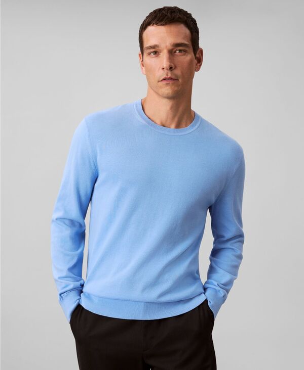 カルバンクライン メンズ アウター ニット・セーター クルーネック Calvin Klein Mensupima Crewneck Sweater Track Blue ブルー