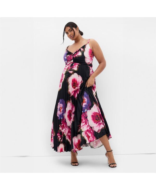 シティーシック レディース トップス ワンピース マキシワンピース プラスサイズ プリント マキシ CITY CHIC Plus Size Ariana Pleat Print Maxi Dress