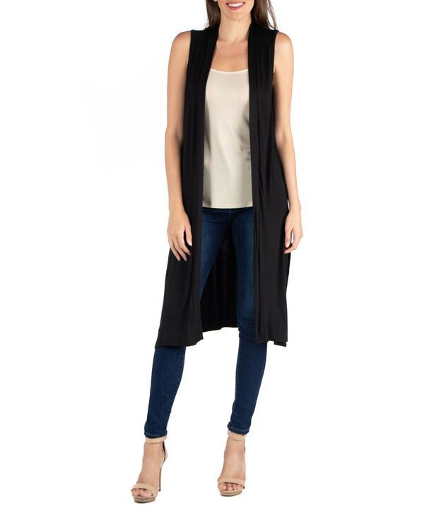 24 セブンコンフォート レディース アウター ジャケット・ブルゾン サイドスリット ベスト ノースリーブ カーディガン 24seven Comfort Apparel Sleeveless Long