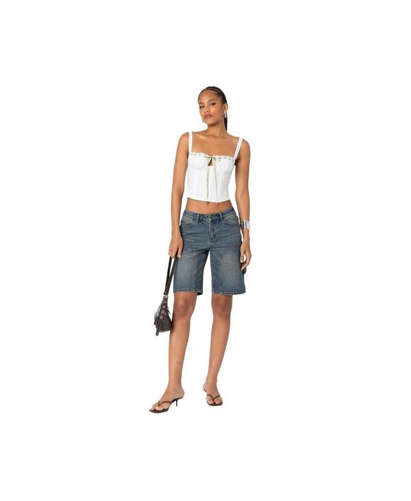 アディクテッド レディース ボトムス ハーフパンツ・ショーツ ショートパンツ デニム Edikted Womens Carpenter denim bermuda shorts Blue ブルー