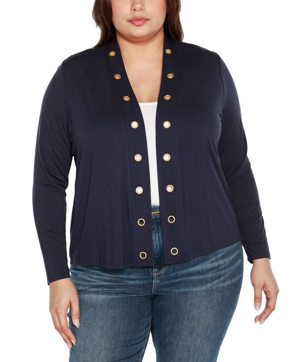 ベルディーニ レディース アウター ニット・セーター プラスサイズ セーター カーディガン クロップド ニット Belldini Plus Size Grommet Detail Cropped Kn