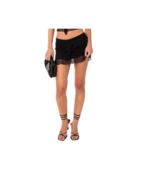 アディクテッド レディース ボトムス スカート フリル ミニ メッシュ Edikted Womens Solange Ruffle Mesh Mini Skirt Black ブラック