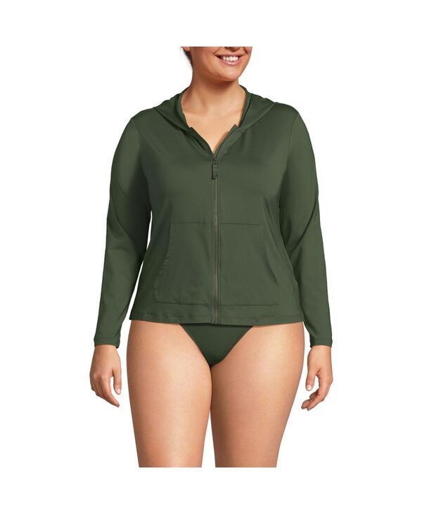 ランズエンド レディース アウター パーカー・スウェット プラスサイズ Lands End Plusize SunShade UPF 50 Long Sleeve Hooded Full Zip Ra