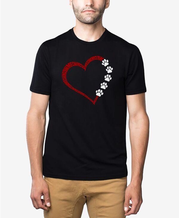 エルエーポップアート メンズ トップス Tシャツ LA Pop Art Mens Meow Heart Premium Blend Word Art TShirt Black ブラック