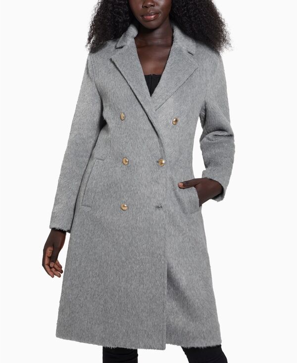 ゲス レディース アウター ジャケット・ブルゾン コート GUESS Womens Textured DoubleBreasted NotchedCollar Coat Light Stone Hea