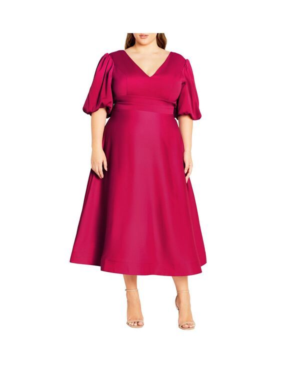 シティーシック レディース トップス ワンピース プラスサイズ CITY CHIC Plus Size Lula Dress Lipstick pink ピンク