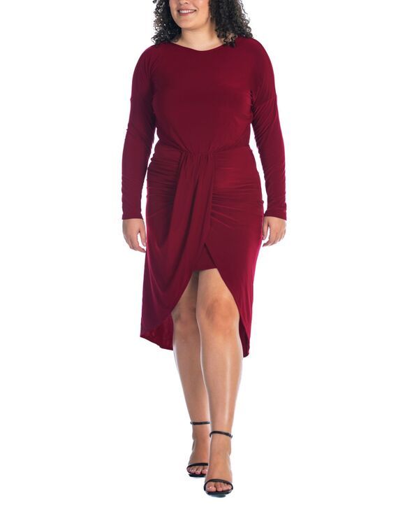 24 セブンコンフォート レディース トップス ワンピース プラスサイズ 24seven Comfort Apparel Plus Size Long Sleeve High Low Dress Bu