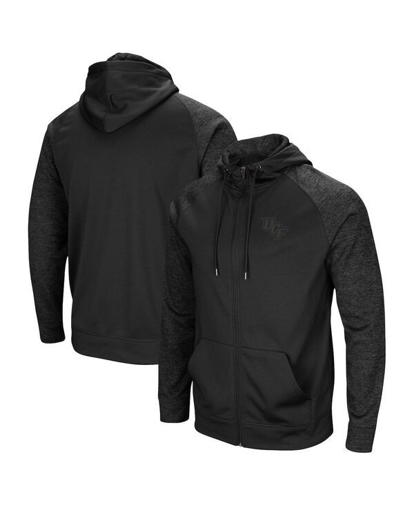 コロシアム メンズ アウター パーカー・スウェット パーカー Colosseum Mens Black UCF Knights Blackout 30 Tonal Raglan FullZip Hoo