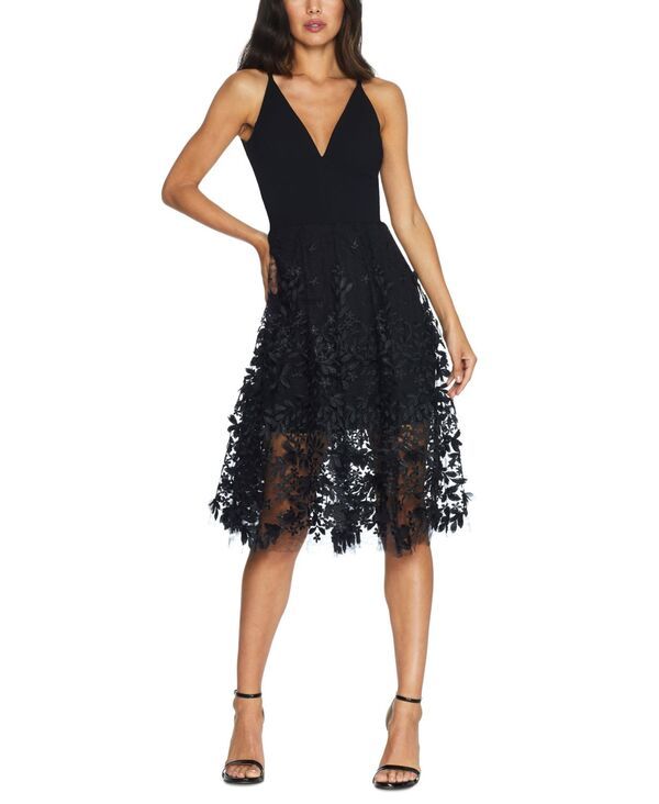 ドレスザポプレーション レディース トップス ワンピース フラワー柄 フラワー Dress the Population Darleen DeepV FloralAppliqueacute Dress