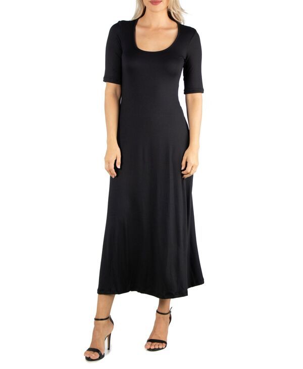 24 セブンコンフォート レディース トップス ワンピース マキシワンピース マキシ 24seven Comfort Apparel Womens Casual Maxi Dress Black ブラ