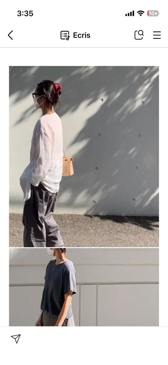エクリス 麻 パンツ ダークグレー