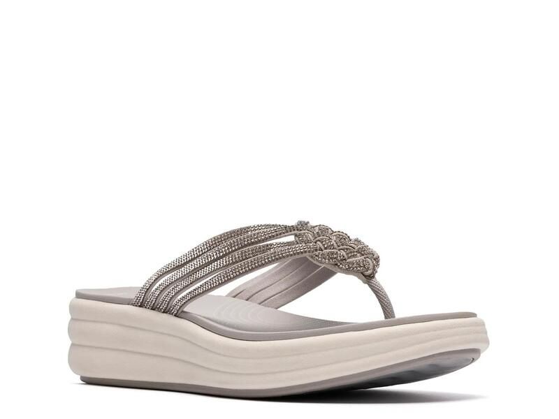 クラークス レディース シューズ サンダル Clarks Drift Gem Wedge Sandal Silver Metallic シルバー